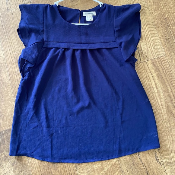 Blue ruffle sleeve blouse - Picture 3 of 4
